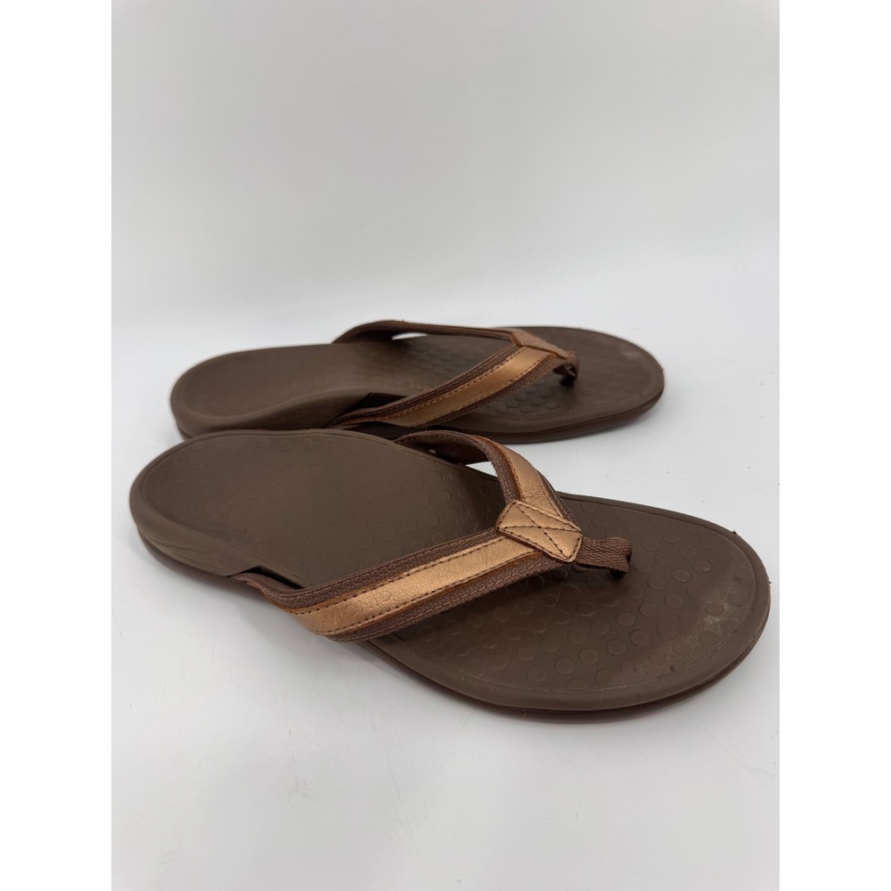 Vionic Tide II Flip Flops Women Size 8 Bronze Metallic Leather Orthotic Sandals - Picture 12 of 12
